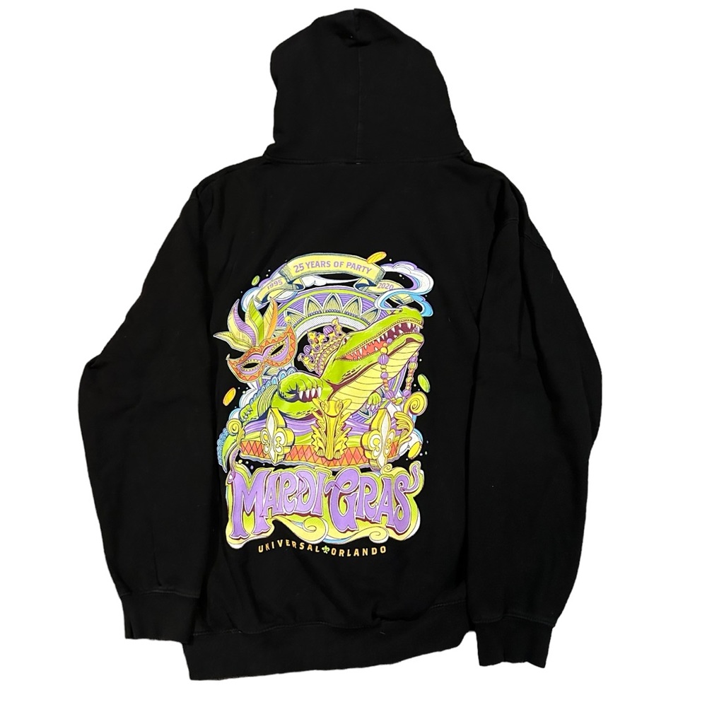 Universal Studios  Orlando Mardi Gras 25th Year Black Full Zip Hoodie Size XL